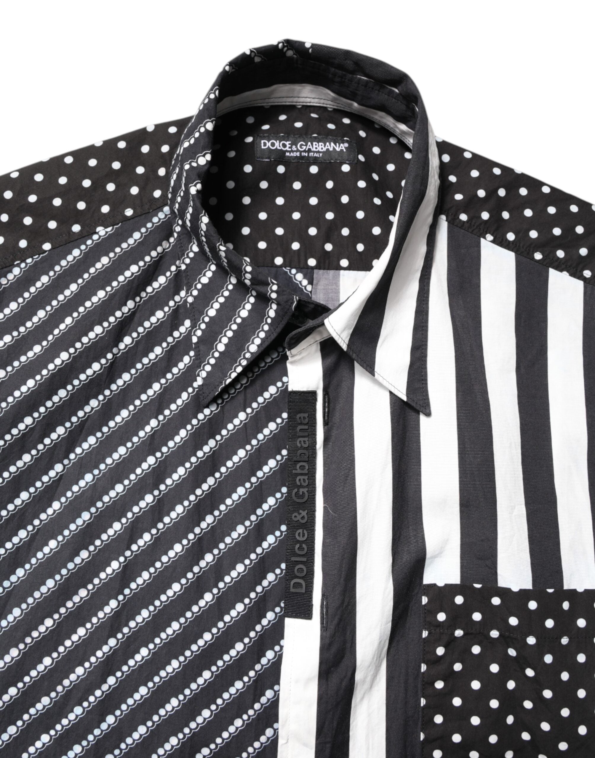Dolce & Gabbana black and white striped button down casual shirt